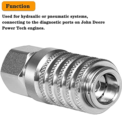PD242 Series PD Steel Test Port Quick Coupler for Diagnostic Equipment Internal Pipe with Female Pipe Thread, 1/8" Body Size, 1/4"-18 NPTF Thread VISVIC