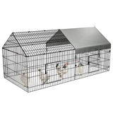 PawGiant Chicken Coop 86"×40" Chicken Run Pen for Yard with Cover Outdoor Metal Portable Chicken Tractor Cage Enclosure Crate Outside for Small PawGiant