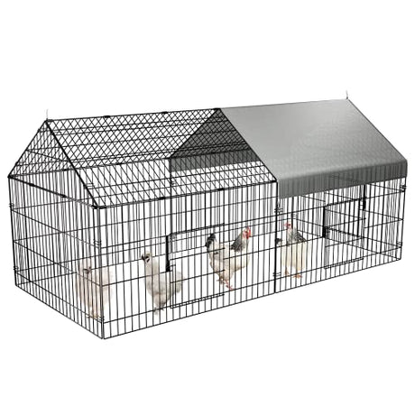 PawGiant Chicken Coop 86"×40" Chicken Run Pen for Yard with Cover Outdoor Metal Portable Chicken Tractor Cage Enclosure Crate Outside for Small PawGiant