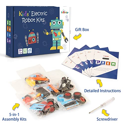 STEM Science Kits for Kids 5-8 8-12, Robot Building Kit, Build a Car Crafts for Boys, Engineering Activities Electronic Toys, Electric Science