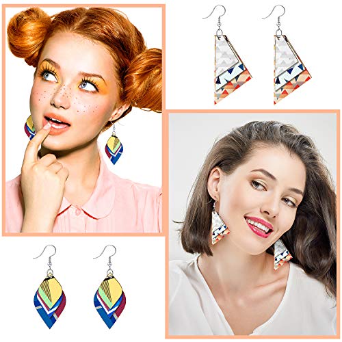 Unfinished Wooden Earrings Wooden Dangle Pendants Blank Wood Earrings 48 Pieces Natural Wood Charms with 48 Pieces Earring Hooks and 48 Pieces Jump Hicarer