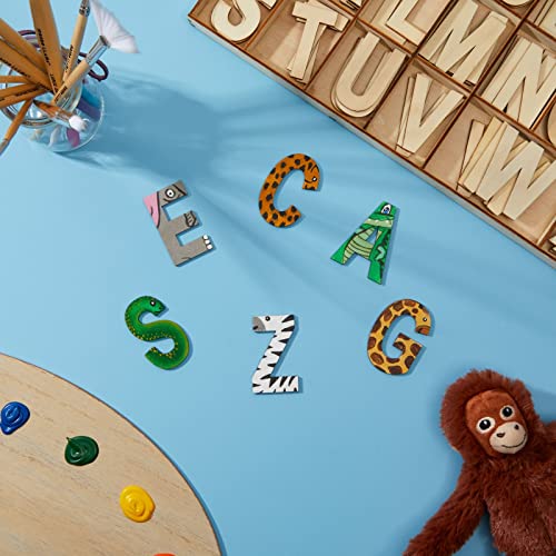 2-Inch Wooden Alphabet Letters for Arts and Crafts, 4 Sets Uppercase ABCs  with Sorting Tray, Sign Letters for Adults, Natural Color (104 Pieces)