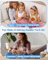 Katech Knitting Kit for Beginners-Learn to Knit Dishcloth-Beginner Knitting Kit for Adults Kids with Knitting Book, Knitting Needles, Soft Wool Yarn, Katech