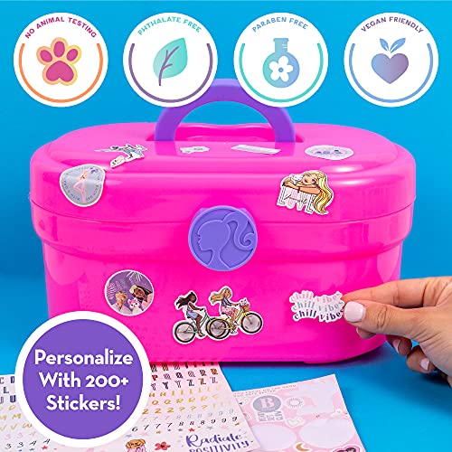 Barbie Cosmetic Case by Horizon Group USA, DIY Beauty Kit for an at-Home Spa Day, Create Your Own Face Sheet Masks, Nail Art & Body Glitter, Includes Barbie