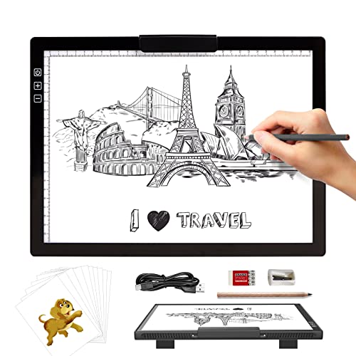KOBAIBAN Wireless A4 LED Light Pad with Innovative Stand, Top Clip, Stepless/ 6-Level Dimmable Brightness Rechargeable tracing Light Box/Board for KOBAIBAN