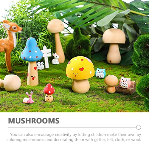 Yardwe 5pcs Unfinished Mushroom Toy Crafts Mushroom Toy DIY Art Mushroom Mini Mushroom Adornment Graffiti Mushrooms Miniatures Micro Landscape Decors - WoodArtSupply