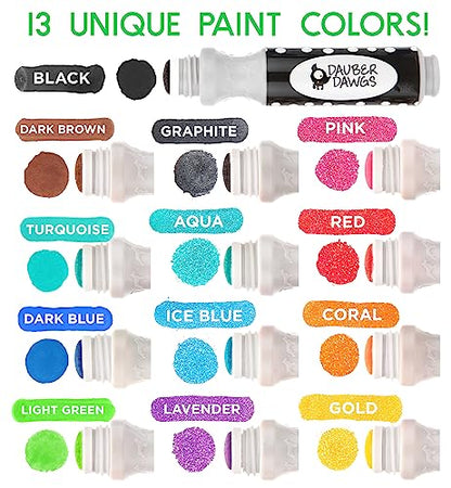 Washable Glitter Dot Markers 13 Pack With 121 Activity Sheets For Kids, Gift Set With Toddler Art Activities, Preschool Children Arts Crafts Supplies