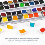 Paul Rubens Artist Grade Watercolor Paint, 48 Colors Solid Cakes with Portable Metal Box for Artists, Beginners, Hobbyists, Students Paul Rubens