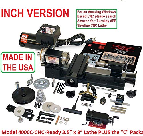 Sherline 4000C-CNC 3.5" X 8" CNC Lathe (INCH) +"C" Package (Intended for Computerized CNC) Computerized Sherline CNC control (Windows OS)