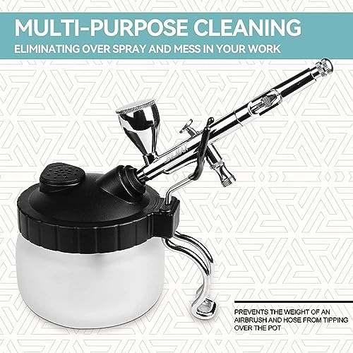 XDOVET Airbrush 13 Piece Airbrush Cleaning Kit with 120ml/4oz Cleaner-Airbrush Clean Pot Glass Cleaning Jar with Holder, 5pc Cleaning Needles, 5pc XDOVET