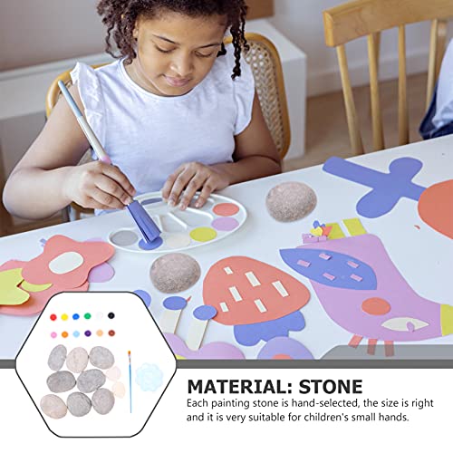 TEHAUX 10pcs Painting Pebbles Rock Painting for Kids Drawing Stones Pebble Painting Kit Mandala Stones Kit Flat River Rocks for Craft Bundle River TEHAUX