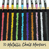 Extra Fine Tip Metallic Chalk Markers (10 Pack, 1mm) Liquid Chalk Pens - For Blackboards, Chalkboard, Bistro Menu, Window - Wet Wipe Erasable Chalkola
