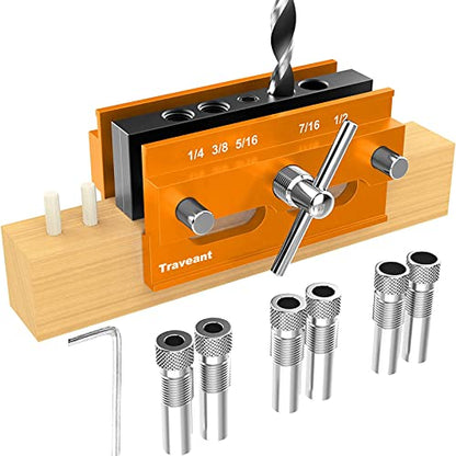 TRAVEANT Self Centering Dowel Jig Kit,Jig Drill Guide Bushings Set,Wood Working Tools Drill and Accessories,Dowel Jigs Woodworking Tools Tools for - WoodArtSupply