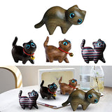 4Pcs Sandalwood Hand Carved Wood Cat, Handmade Wood Carved Cats Hand Carved Kitten Pet Sandalwood Decoration Handmade Wood Carved Cats Cute Cat SYWAN