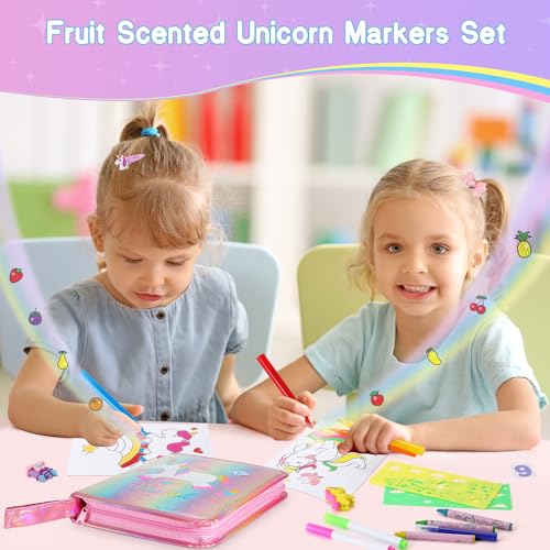 Unicorns Gifts for Girls 73 Pcs Coloring Markers Set with Unicorn