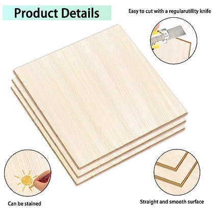 DIYDEC 18 Pack Basswood Sheets 6X 6 x 1/16 Inch Thin Plywood Wood Sheets Unfinished Wood Squares Boards Balsa Wood Sheets for Crafts Architectural