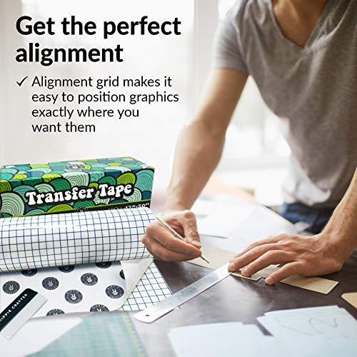 Clear Vinyl Transfer Paper for Cricut Transfer Tape for Vinyl Transfer Tape Roll 50 Feet Contact Paper 12" Wide Roll Paper Transfer Tape for Vinyl HIPPIE CRAFTER