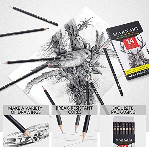 MARKART Professional Drawing Sketching Pencil Set - 14 Pieces,Graphite,(12B - 4H), Ideal for Drawing Art, Sketching, Shading, Artist Pencils for MARKART