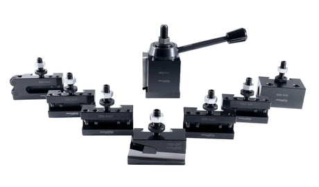 Accusize Industrial Tools 8 Pc AXA Wedge Type Quick Change Tool Post Set for Lathes, Includes 2 Oversize Turning & Facing Holders, Precision Lathe Accusize Industrial Tools