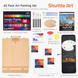 65 Pack Acrylic Paint Set, Shuttle Art Acrylic Painting Set with Wooden Easel, 30 Colors Acrylic Paint, Painting Canvas, Paint Brushes, Palettes, Art Shuttle Art