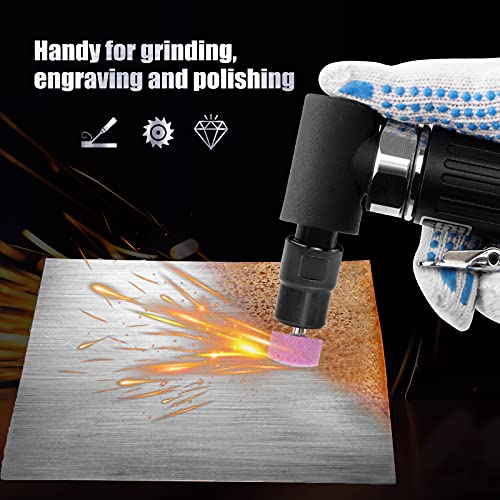 YON.SOU. Air Die Grinder - 1/4", Right Angle, 20,000 RPM, Pneumatic Power, Safety Lock, 90 Degree, Mini, Angle Die Grinder for Grinding, Polishing,