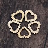Amosfun 100pcs Hollow Out Lace Heart Wooden Pieces Cutouts Craft Embellishments Wood Ornament Manual Accessories for DIY Art (20mm) Amosfun