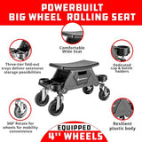 Powerbuilt Big Wheel Rolling Seat, Off-Road Series, Locked in Tool Trays, Heavy-Duty Wheels for Gravel and Rocks - Grey 642965ECE Powerbuilt
