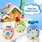 UOOU 3 Pack Crochet Kit, Penguin Crochet Kit for Beginners with Easy Yarn, Step-by-Step Video Tutorials, Complete Crochet Animal Kit, Knitting Kit UOOU