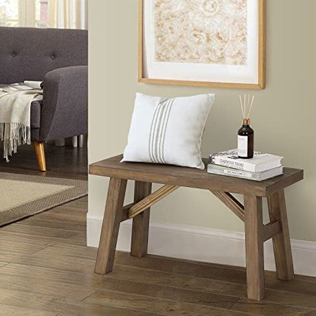 Sawmill Wood Bench, Farmhouse Entryway Bench for Living Dining Room, Rustic Entry Way Benches Seat, Solid Wood, Handcraft Finshed, Natural Wnutrees