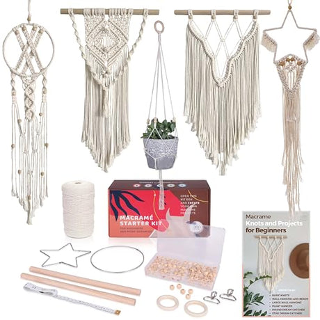 MIGO Creates Macrame Kits for Adults Beginners with 112 Macrame Supplies and 5 Projects Book: This DIY Macrame Kit Includes 165 Yards Macrame Cord MIGO Creates