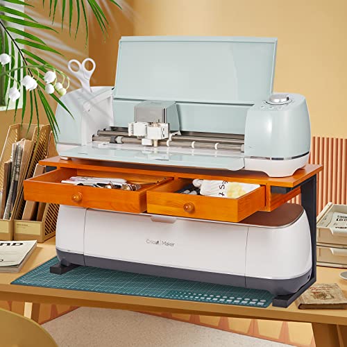 Duryeo Tabletop Solid Wood Stacker with Storage Drawers, Organizer Stand to Keep Cricut Craft Cutting Machines, Accessories and Other Supplies Duryeo