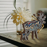 3D Wooden Reindeer Decor - Rustic Forest Animal Wall Sculpture for Home and Office CmayAlgc