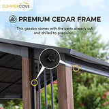 Sunjoy 11 x 13 ft. Hardtop Gazebo Outdoor Cedar Frame Wood Gazebo with Black Steel Hardtop Roof for Patio, Garden, Backyard, and Lawn Activities by SummerCove