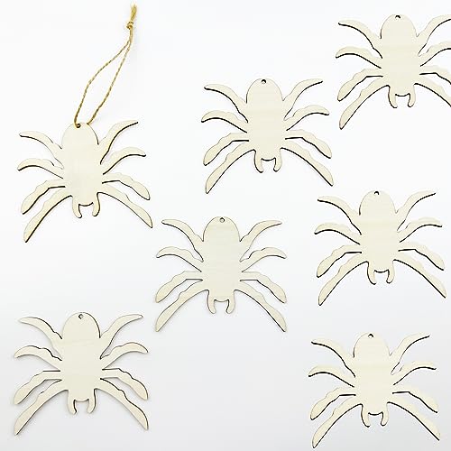 20pcs Unfinished Spider Wood DIY Crafts Cutouts Wooden Spider Shape Cutouts Halloween Wood Cutouts for Painting Halloween Tree Decorations Wreath JEKEJIAJIU