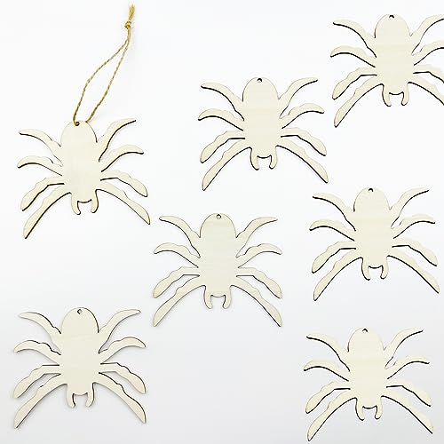 20pcs Unfinished Spider Wood DIY Crafts Cutouts Wooden Spider Shape Cutouts Halloween Wood Cutouts for Painting Halloween Tree Decorations Wreath - WoodArtSupply