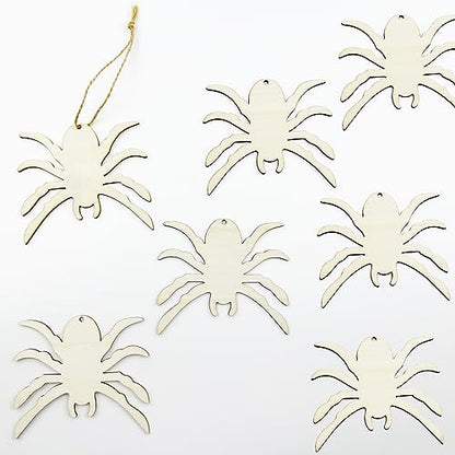 20pcs Unfinished Spider Wood DIY Crafts Cutouts Wooden Spider Shape Cutouts Halloween Wood Cutouts for Painting Halloween Tree Decorations Wreath