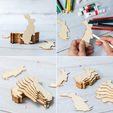 Easter Wooden Bunny Cutouts Unfinished Wooden Rabbit Cutouts Blank Bunny Wood Slices Ornaments for Christmas Wedding Birthday Party Easter Spring Zontween