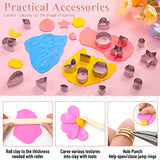 Polymer Clay Earring Making Kit- 30 Clay Earring Cutters, 24 Color Polymer Clay, 8 Circle Cutters, Rollers, B7000 Glue, 640 PCS Earring Making Tools Lucomb