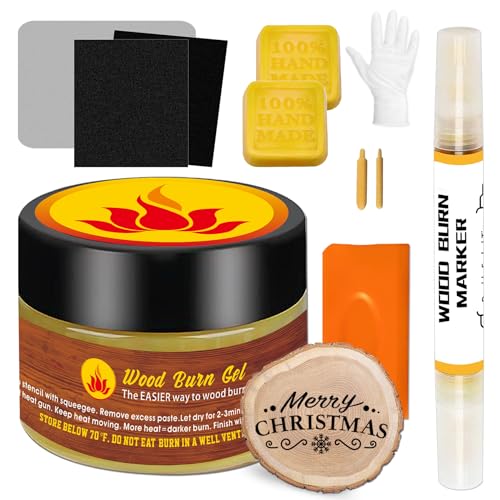 1DFAUL Wood Burn Paste Pen Kit, 4OZ Wooden Burning Gel, Double Sided Wood Burn Marker Kit for DIY Beautiful Wooden Burning in Minutes, Perfect for