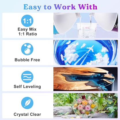 LET'S RESIN EPOXY RESIN 2 Gallon Casting Resin with Pumps, Bubble Free & High-Gloss Resin Epoxy Kit, Crystal Clear Epoxy Resin and Hardener for DIY