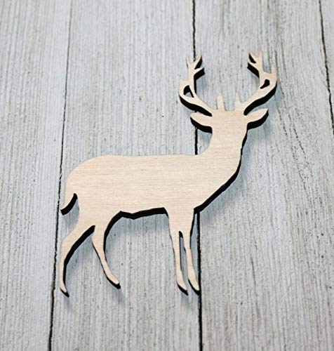 10" Deer Buck Unfinished Wood Cutout Crafts Door Hanger Paintable Wreath Cabin Sign