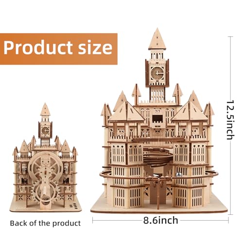 3D Wooden Puzzles Adults Teens, Castle Wooden Puzzle Building Kit LED Lights Music Box Rolling Beads Brain Teaser Puzzles, Retro Castle Puzzles - WoodArtSupply