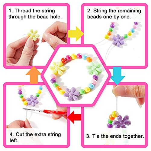 Beads for Kids Crafts, 1100 Jewelry Making Kit Includes Scissor, String, Instruction and Accessories for Bracelet Making, Toys for Girls by Inscraft - WoodArtSupply