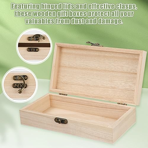 CYEAH Unfinished Wood Box Set of 8, 7.8 x 4 x 2 inch Rectangle Crafts Wooden Box, Wooden Storage Box with Hinged Lid for Crafts, Rustic Wood Gift - WoodArtSupply