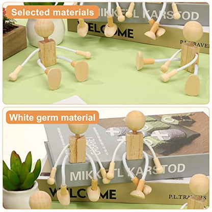 COHEALI 4 Pcs Unfinished Dolls for Crafts Peg Doll Kit Dowel Robots for Painting Peg Dolls DIY Unfinished Dolls Mushroom Loose Parts Wood Crafts Toys