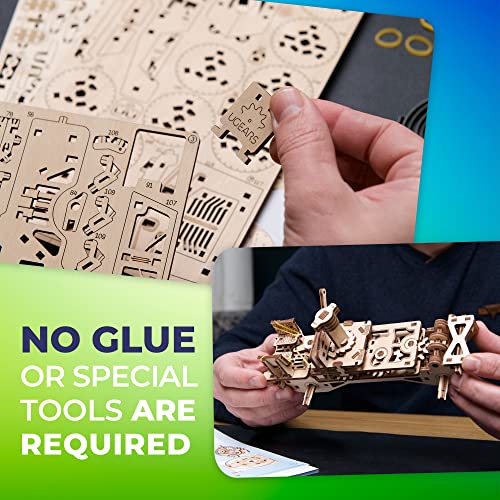 UGEARS Battlefield Dozor B Combat Vehicle - Armored Army Truck 3D Wooden Puzzles for Adults - Military Vehicle 3D Puzzle Model Kit - Military Models UGEARS