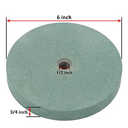 6 Inch Bench Grinder Grinding Wheel & Wire Wheel Brush with 1/2'' Arbor, 120 Grit Silicon Carbide Bench Grinding Wheel for Bench Grinder,for Drill POLIWELL