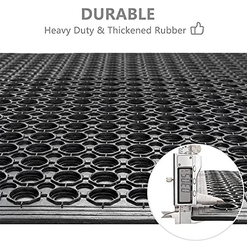 ZTDM Rubber Mat, 36‘’Lx24‘’W Heavy Duty Non-Slip Drainage Rubber Cushion Mat, Anti-Fatigue Industrial Drainage Bar Resturant Kitchen Hard Floor Mat, ZTDM