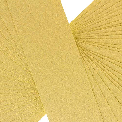 Dura-Gold Premium 80 Grit Gold Pre-Cut PSA Longboard Sandpaper Sheets, Box of 20, 2-3/4" x 16-1/2" Self-Adhesive Stickyback Sandpaper for Automotive, - WoodArtSupply