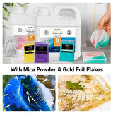 Nicpro 72OZ Crystal Clear Epoxy Resin Kit, Casting and Coating Resin Supplies for Craft Tabletop, Jewelry Making, Molds, Art Painting with 16 Mica Nicpro